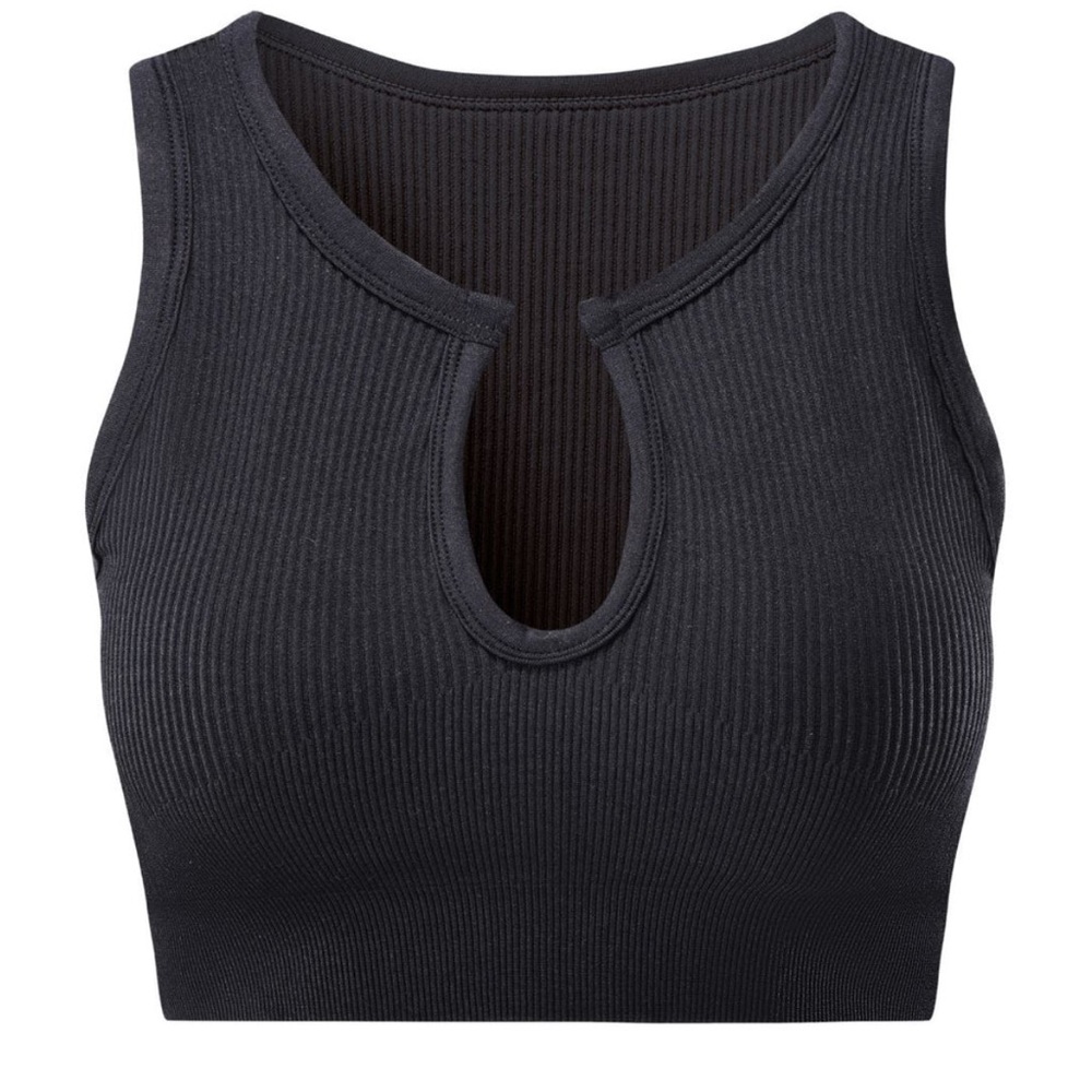 Hey Shape Black Ribbed Cutout Crop Top